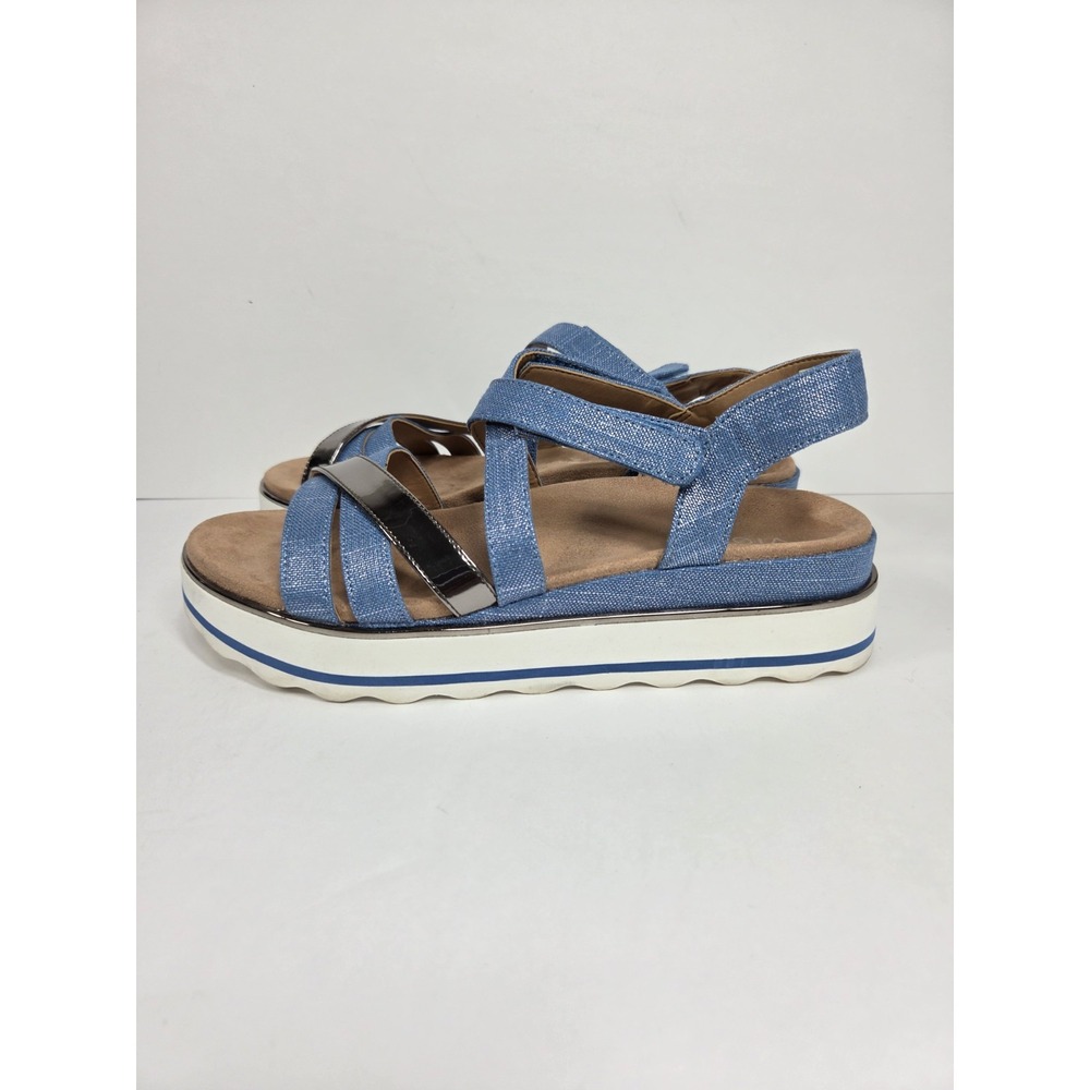 Vionic Kellyn Wedge Flatform Sandal Vallarta Blue/Silver Women Sz 10
